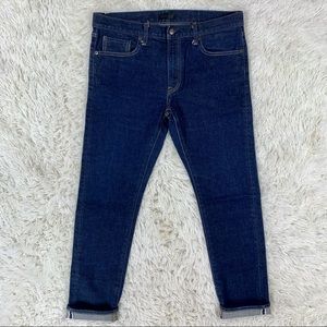 Men's Uniqlo Stretch Selvedge Slim Blue Jeans 34x29